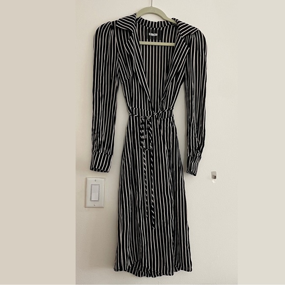 Reformation Salem Striped Crepe Wrap Dress - Picture 9 of 13
